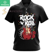 Tshirt gitar baju gitar rock n roll kain  lengan pendek dan panjang