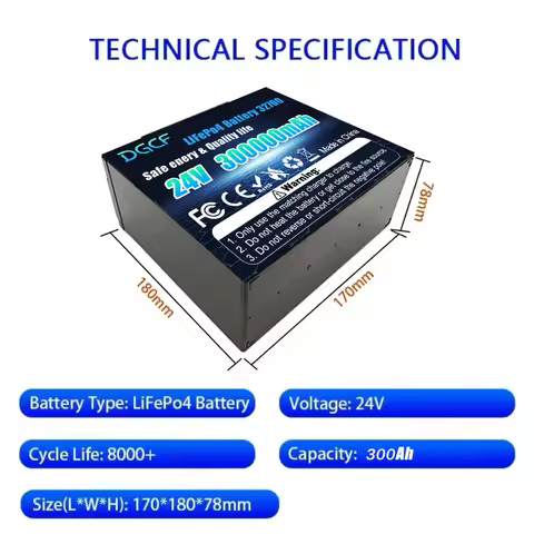 32700🏆24V 300Ah LiFePO4 Lithium Battery, Built-in 300A BMS, Rechargeable 🔋Battery, for RV/Camper, So