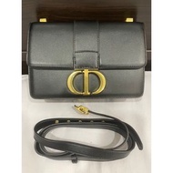 Dior 迪奧 30 Montaigne 蒙田包 盒子包 光面牛皮革 CD金扣翻蓋 單肩包 斜挎包 黑色