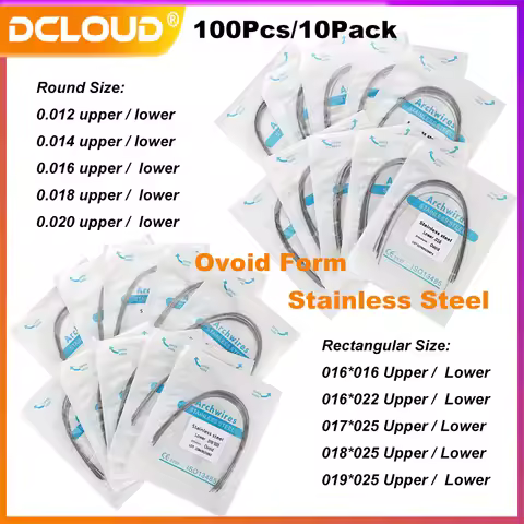 100Pcs Dental Stainless Steel Arch Wire Orthodontic Arches Super Elastic Ovoid From Archwire Rectang
