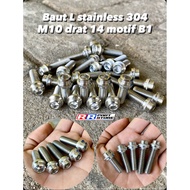 Stainless steel L bolt m10 12 cm thread 14 custom motif B1