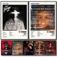 CYYH Rapper Music Pop Album 21 S-Savage Poster Decorative Wall Art Stickers Mural Photo Print for Ho