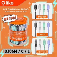 OLIKE D306M MICRO data cable / D306C TYPE C 2.4A / D306L LIGT ING 2.4A fast charging 100cm long ORIG