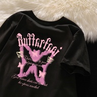 t shirt Butterfly quen korean style kaos oversize retro pink wanita kaos wanita lengan pendek baju a