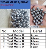 Timah Merica BULAT PANCING NO 0 0.1 gram NO 01 1.8 gram NO 02 2.6 gram NO 03 4.3 gram NO 04 5.9 gram