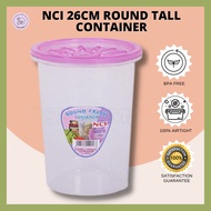 (NCI) Plastic Round Tall Container Bekas Plastik Fresh container / Food Container/ Tupperware - 26CM