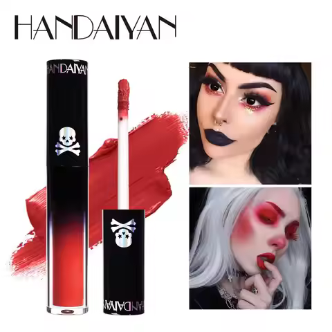 Matte Vampire Black Purple Lipstick Waterproof Long Lasting Lip Gloss Halloween Christmas Moisturizi
