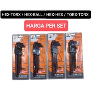 IWT kunci L set panjang (S2) HEX-TORX/HEX-BALL/HEX-HEX/TORX-TORX long