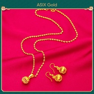 ASIXGOLD Korean Fashion 916 Solid Gold Bangkok Gold Ladies Ball Necklace Earrings Jewelry Set Ladies Exquisite Gift Jewelry 916 Emas Bangkok Emas Wanita Bola Kalung Anting-Anting Set Perhiasan Wanita Perhiasan Hadiah Indah