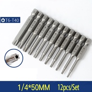 T5-T40 Torx Screwdriver Hexagonal Set Handle Screwdriver Pneumatic Wrench Length 50-150mm