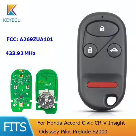 KEYECU for Honda Accord Civic CR-V Insight Odyssey Pilot Prelude S2000 FCC: A269ZUA101 Remote Contro