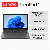Brand New Lenovo IdeaPad 1 Laptop Silver / Ryzen 5 7520U / 16GB RAM / 512GB SSD / Radeon 610M / 15.6
