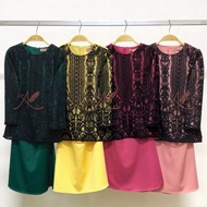 Baju Kurung Budak Lace Ameisha Sedondon (Xs to Xxl) Soft Yellow, Dusty pink, Pink berry, Emerald green