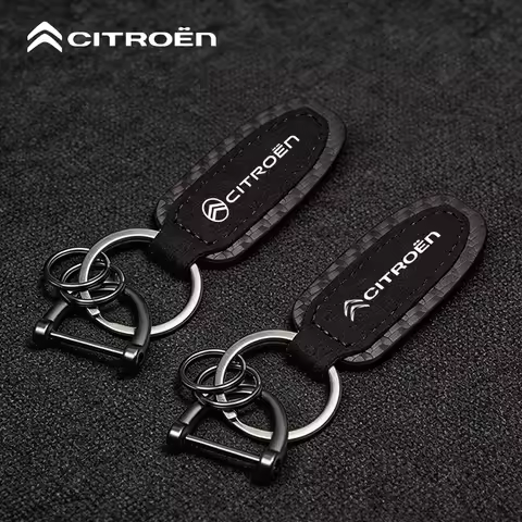 Car Badge Keychain Carbon Fiber Metal Keyring Valve For Citroen C5X e-C4 X e-C3 C4 C3 C5 Berlingo C-