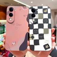 For vivo Y04 Y37C Y19E 4G Case For Y19 Y29s 5G Cases Trendy Black White Check Phone Bags Protective 
