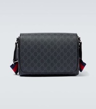 Gucci Leather-trimmed GG canvas crossbody bag