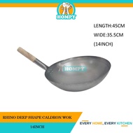 Deep Shape Caldron Wok With Wood Handle / Deep Shape Wok / Metal Wok / Carbon Steel wok / Kuali Rest