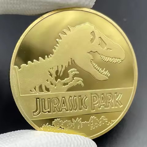 Dinosaur Jurassic Park Gold Coin Collectibles United States Fossil Challenge Coin Movie Souvenir Hom