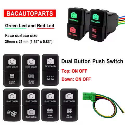 12V Green Red LED Dual Push Button Switch Cable Connector for Toyota 4Runner Hilux RAV4 Prado Land C