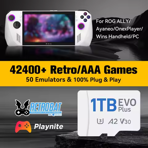 1TB Game Card With 50 Emulator For N64/Switch/MAME/PSP/PS3/PS2 Retrobat&Playnite OS TF Card For ROG
