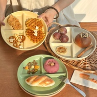 211 Dinner Plate Separate Quantitative Compartment Round Three Compartments Ceramic Fruit