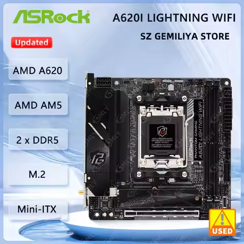 ASROCK A620I Lightning WiFi Mini-ITX Motherboard Socket AM5 AMD A620 DDR5 128GB M.2 support Ryzen 5 