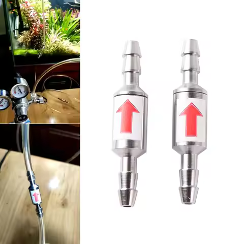 2Pcs Stainless Steel Aquarium Mini One-way Check Valve 4/7mm Hose Connection Carbon Dioxide Check Va