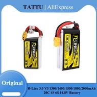 Tattu R-Line 3.0 1300/1400/1550/1800/2000mAh  V3 120C 4S 6S 14.8V Lipo Battery XT60 Plug FPV Racing 