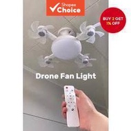 Drone-shaped Fan Light, E27 LED, 3/4/5 Heads, 3-Color Dimming, AC85-265V - Creative Ceiling Fan for 