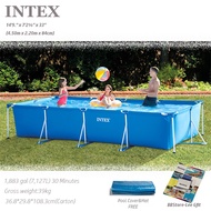 INTEX RECTANGULAR FRAME SWIMMING POOL*14ft9.25in*7ft2.625in*33in/450x220x84cm*Pool cover/Ground mat/