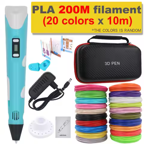 3D Pen 3D Printing Pen DIY Drawing Pen 200M PLA Filament Kids Birthday Kids Christmas Gift with Powe