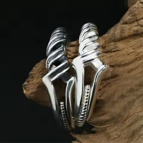 Spear of Longinus Adjustable Finger Rings for Men's and Women's Silver Color Goth Punk Style Wedding