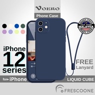 VOERO LIQUID CUBE Silicone Soft Case Shockproof Cover Casing for iPhone 12 12 Pro Max 12 Mini FREE LANYARD