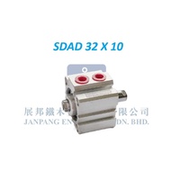 SDAD Series 32 X 10 Compact Pneumatic Cylinder, Double Acting Double Rod Type
