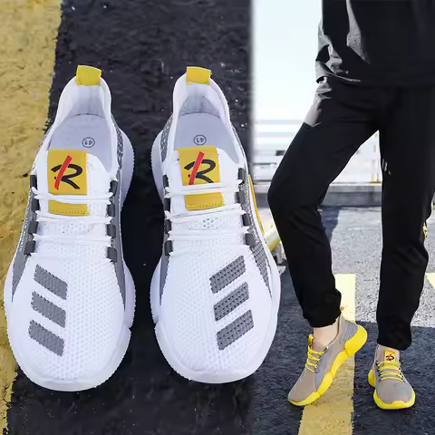Men's Casual Sneakers Breathable Comfortable Walking Shoe Lace-up and Anti-slip Athletic Jogging Ten