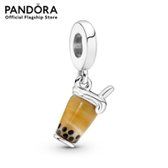 Pandora Bubble tea sterling silver dangle with brown and black Murano glass เครื่องประดับ คลิปชาร์ม ชาร์มสีเงิน สีเงิน ชาร์มเงิน เงิน ชาร์มสร้อยข้อมือ ชาร์มแพนดอร่า