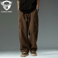 EAGLADE Tactical Cargo Baggy Loose Pants for Men Q47 in Brown B02