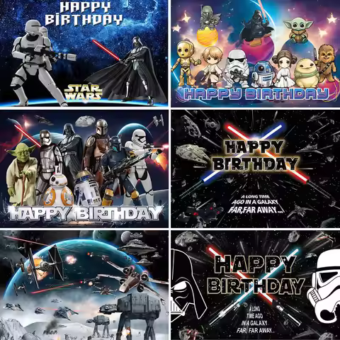 HEROCROSS Star Wars Photo Backdrop Kids Birthday Party Banner Decoration Baby Shower Vinyl Photograp