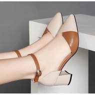 Giày cao gót nữ 5p mũi nhọn phối màu siêu đẹp 009