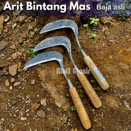 Sabit Arit Rumput Sedang Ukuran 40Cm Cap Bintang Mas Baja Asli Super Tajam - Sabit Rumput Padi - Ari