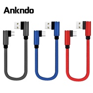 Ankndo 0.25m USB Type C Short Cable 90 Degree Phone Charger Cord Data Sync 25cm Mini Micro USB Data 