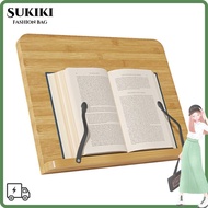SUKIKII Book Stand, Tilt Angles Wooden Reading Holder, Durable Multi-Functional 8 Adjustable Folding