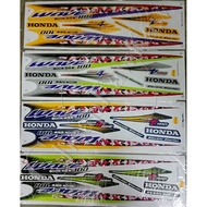 WAVE 100 ( 2 ) Body Cover Set Stripe Sticker - Yellow / Black / Blue / Grey - Ready Stock