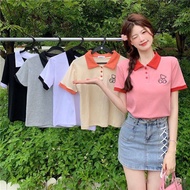 🔥[C231] Áo len thun Montoghi dệt kim nữ logo GẤU ĐƠN GIẢN cổ polo tay ngắn Quảng Châu - kholenqc