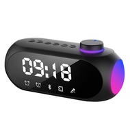 Portable Mini FM Radio Receiver Hifi Sound RGB Bluetooth Speaker with Clock Dual Alarm Clock Support Handsfree