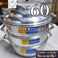 Manh Hung 2 aluminum dumpling and sticky rice steamer set, size 60 cm, 3-layer sticky rice steamer, 
