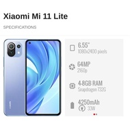 Used XiaoMi Mi 11 Lite 4G/5G (8+128GB) || 5G (6+128GB)6.55" || Xiaomi Malaysia Demo Unit