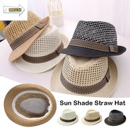 CAUSI Straw Fedora Hat, Breathable Short Brim Sun Cap,  Trilby Straw Sun Hat Man