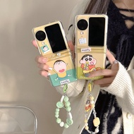 Folding phone case for Oppo Find N2 N3 Flip Snack Shin chan Happy Dumb Bracelet Hard TPU phone case