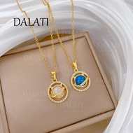 DALATI Round Cat Titanium Steel Clavicle Necklace